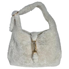 Gucci Jackie 1961 White Fluffy Shearling Bag Small