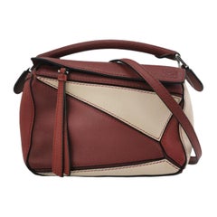 Loewe Puzzle Mini Multicolor Burgundy Calfskin Leather Crossbody Bag