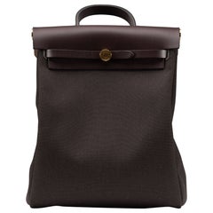 Hermes Herbag a dos Zip retourne NUEVO Mochila Marrón Completa