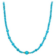 Extravagant Sleeping Beauty Arizona Turquoise Necklace in 14K Yellow Gold