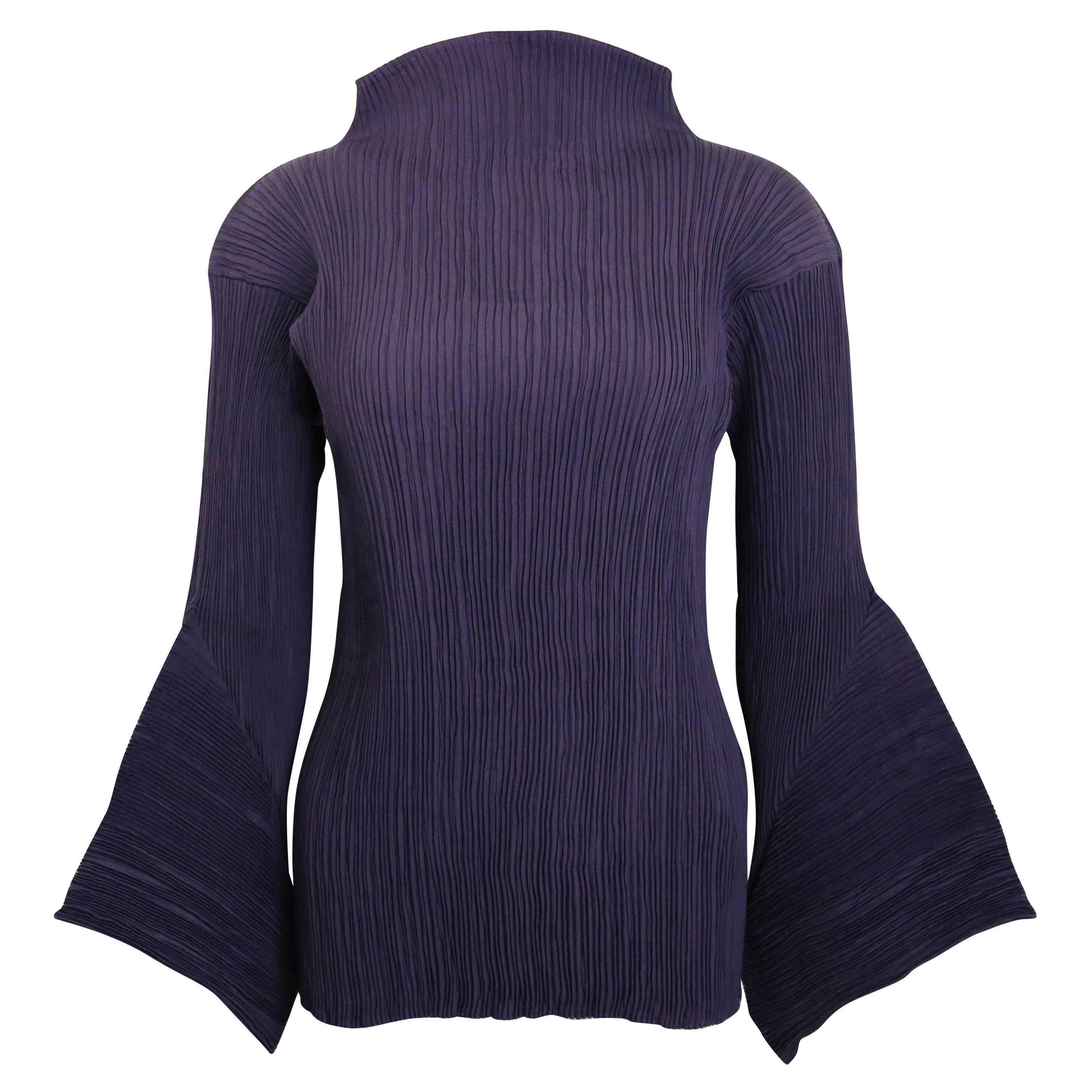 Issey Miyake Purple Pleated with 3D sleeves Top For Sale