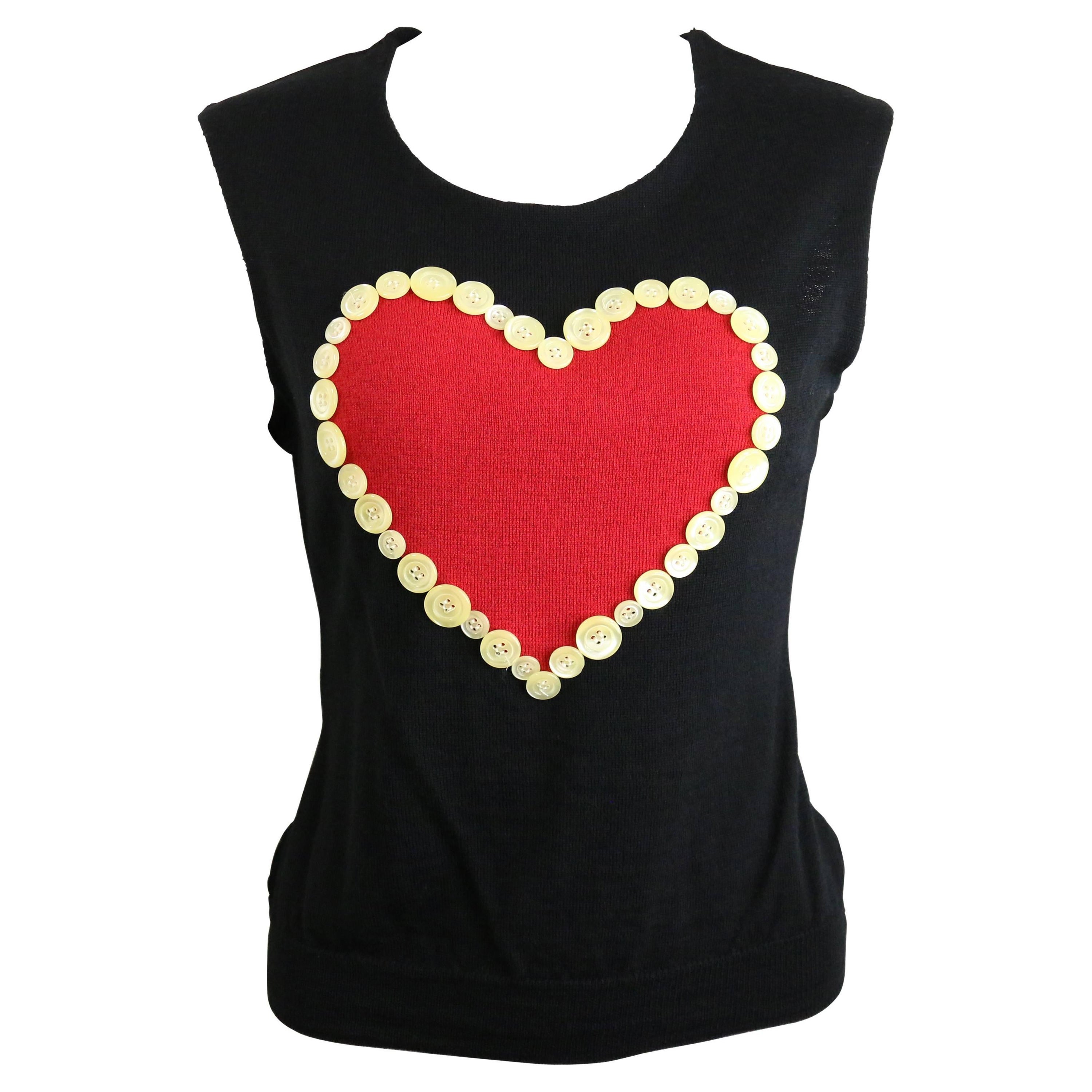 Moschino cheap and chic heart surrounded by mother of pearl buttons top