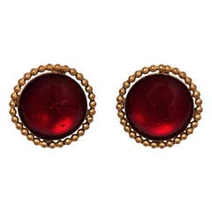 1998 Yves Saint Laurent Haute Couture Orecchini Gripoix in oro e rosso