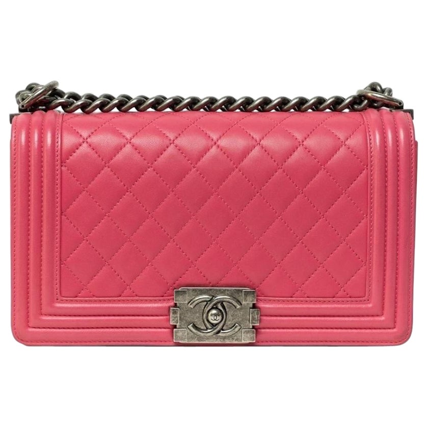 Borsa A Spalla E A Tracolla Chanel Boy Medium Trapuntata Fucsia For Sale