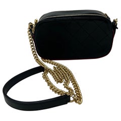 Chanel Button Up Black Calfskin Double Zip Camera Bag
