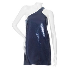 Saint Laurent Blaues ein-Schulter-Minikleid mit Pailletten 2019 bereit zum Tragen