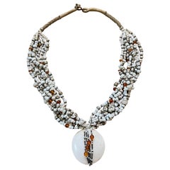 Beaded Necklace with Shell Pendant by Simma Chester