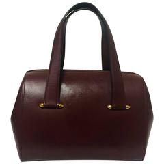 Retro Cartier classic wine, bordeaux leather handbag purse. Must de Cartier