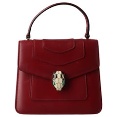 Bvlgari Serpenti Forever Small Leather Top Handle Crossbody Bag Burgundy