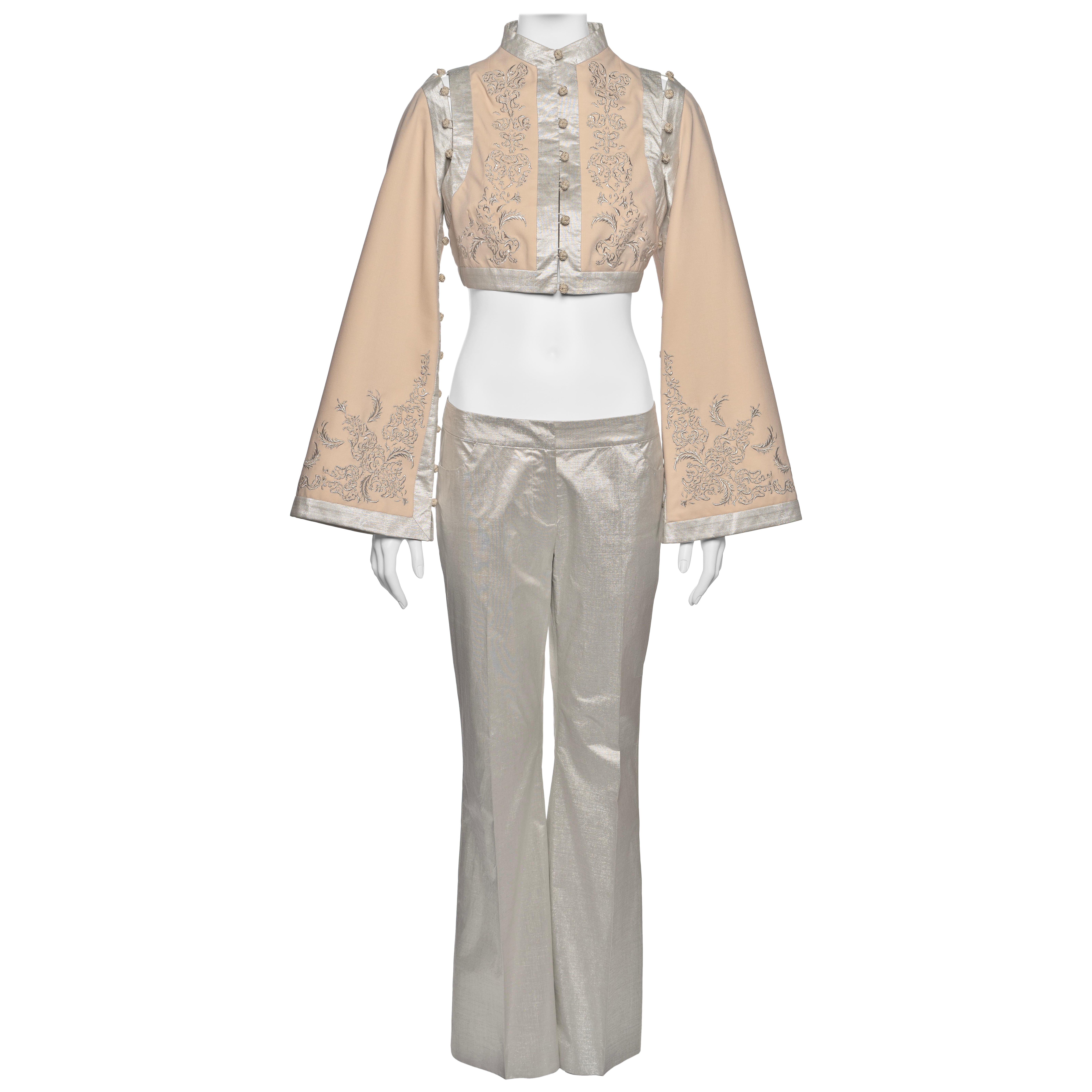 Giacca e pantaloni ricamati "Eye" di Alexander McQueen, SS 2000 in vendita