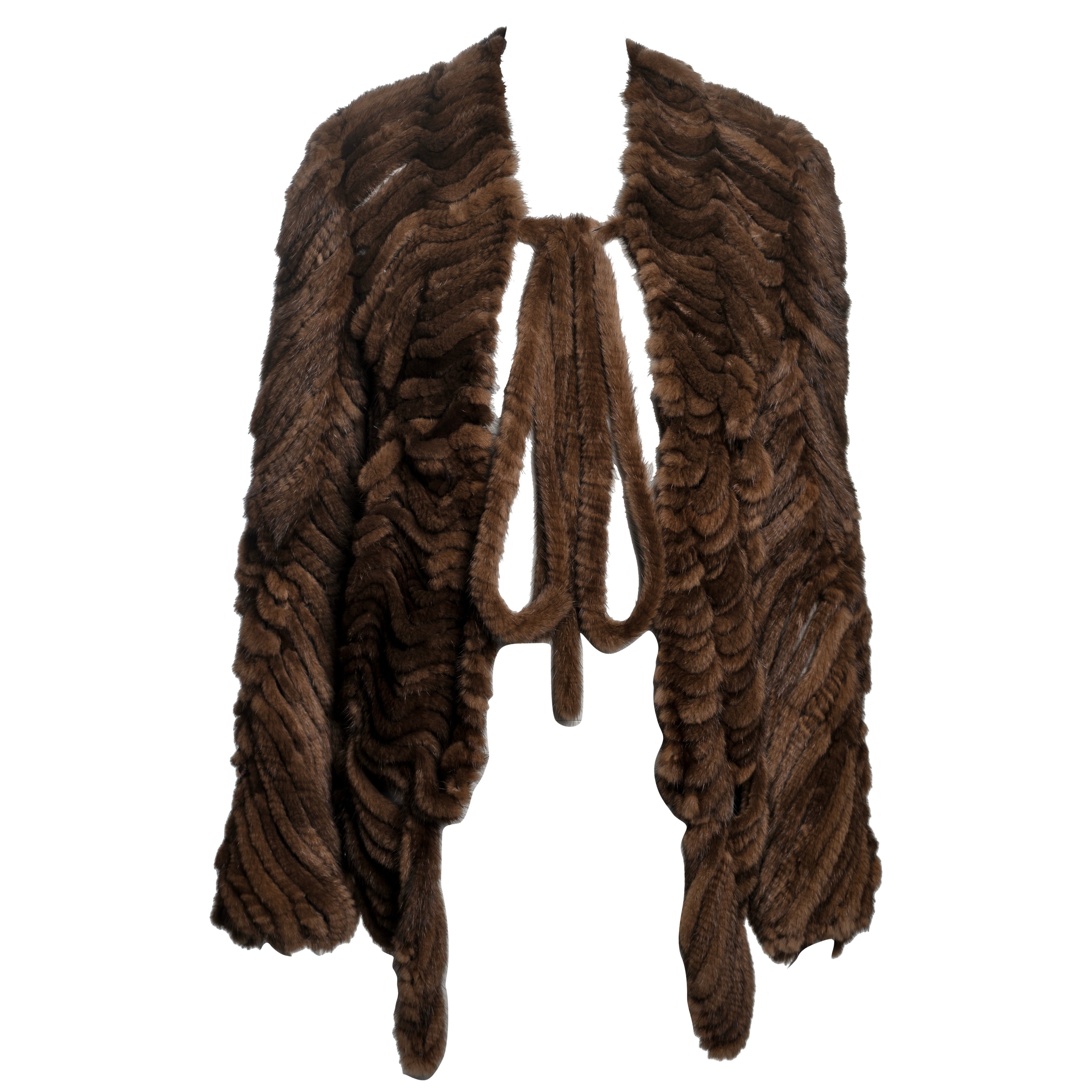 Revillon by Rick Owens  Fur Jacket Made From Brown Mink Ribbons, FW 2004