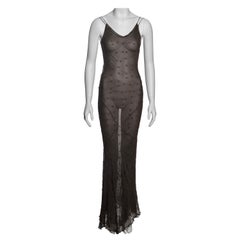 John Galliano Brown Bias-Cut Silk Chiffon Double-Layered Slip Dresses, SS 1993