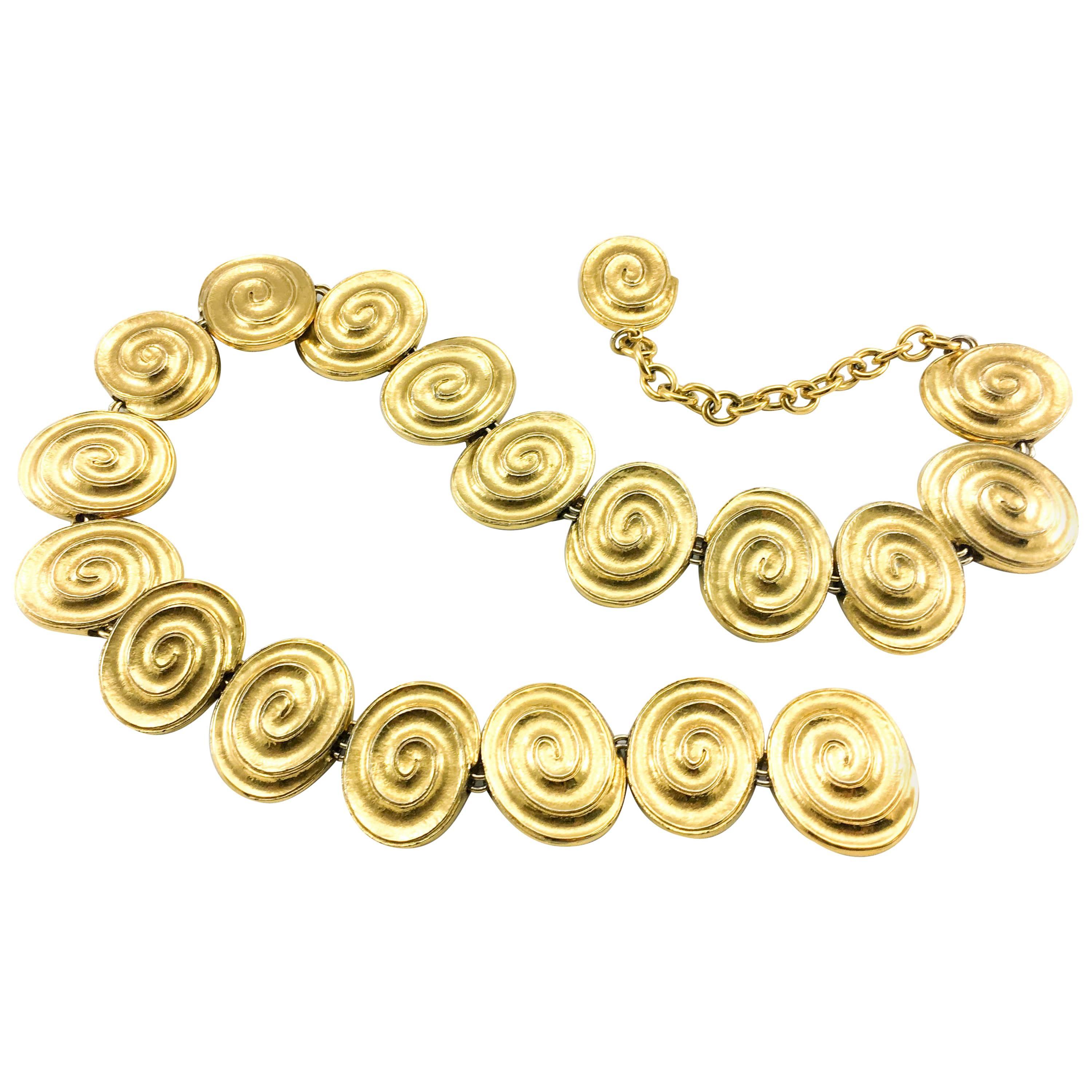 Yves Saint Laurent Gold-Plated 'Spiral' Belt / Necklace - 1980's