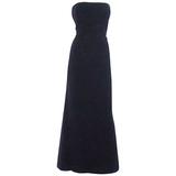 Oscar De La Renta - Abito senza spalline in velluto blu - 12