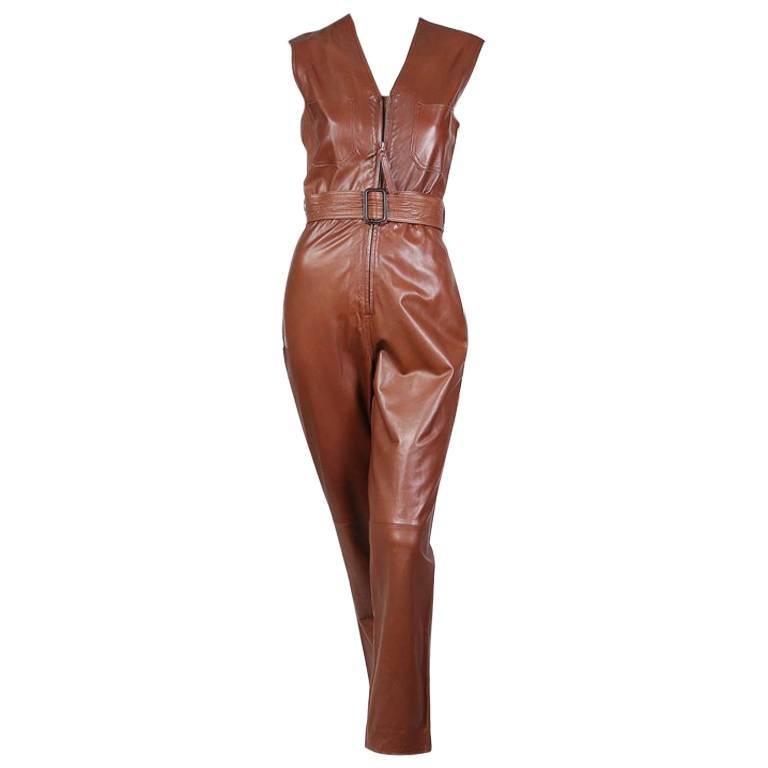 Jean Paul Gaultier Belted Leather Jumpsuit 1980s