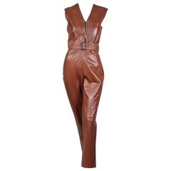 Vintage Jean Paul Gaultier Belted Leather Jumpsuit 1980s