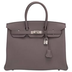 Hermes Etain Togo 35cm Palladium Hardware Birkin Bag