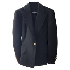 BALMAIN Black Wool one-button wool Blazer