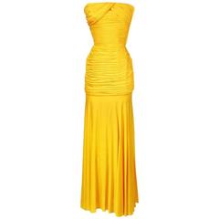 Ungaro Golden Silk Jersey Dress c. 1980s