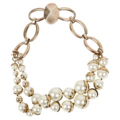 Christian Dior Gold-Tone and Ivory Faux Pearls Necklace