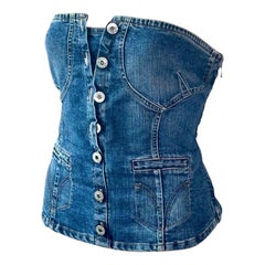 D&G by Dolce & Gabbana Corset Denim Crop Top