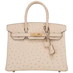 Hermes Parchemin Ostrich Birkin 30cm Gold Hardware 2