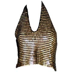 Heavy Chanel Crochet Knit Golden Plate Sequina Top 1