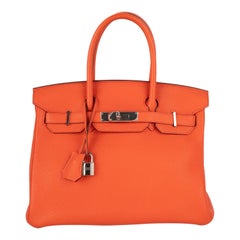 Hermes Orange Togo Leather Birkin Bag, 2016