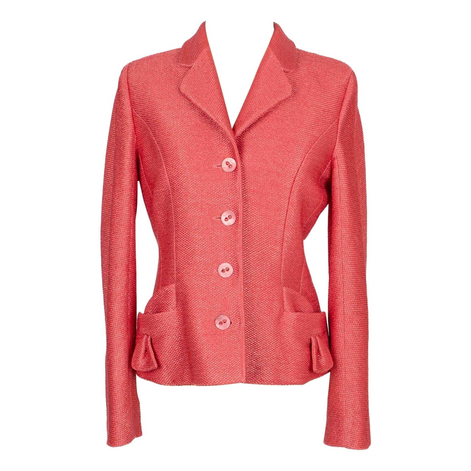 Dior Pink Raffia Jacket with a Silk Lining, 2006 Spring-summer Collection For Sale