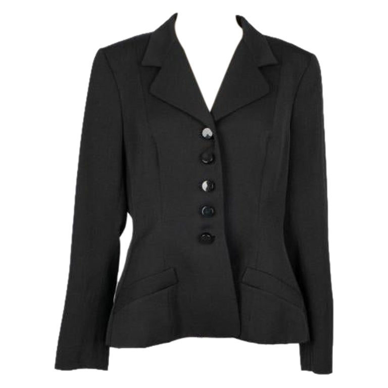 Dior Black Wool Jacket with a Powder Pink Silk Lining, 2016 For Sale