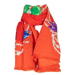 Dior Large Orangey Red Silk Foulard