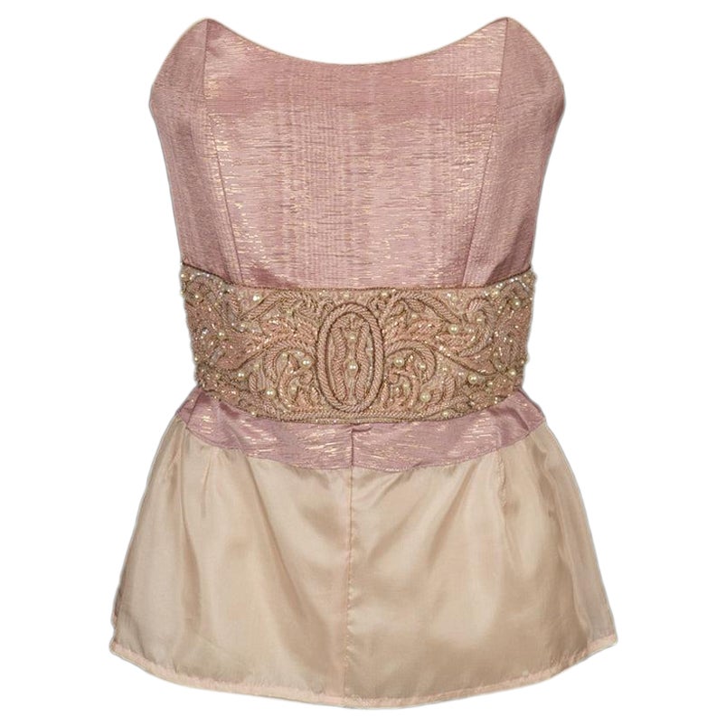Nina Ricci Bustier-Top aus rosa Baumwolle und goldenem Lurex