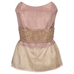 Nina Ricci Bustier Top in Pink Cotton And Golden Lurex