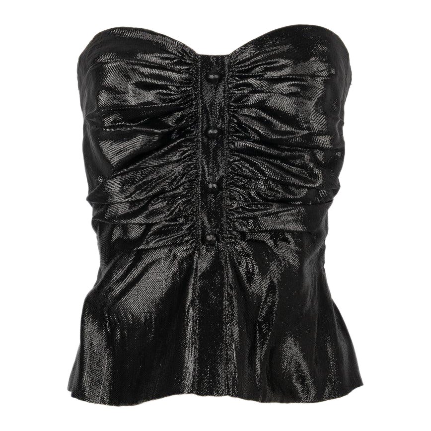 Jean Louis Scherrer Top bustier noir à effet métallisé en vente