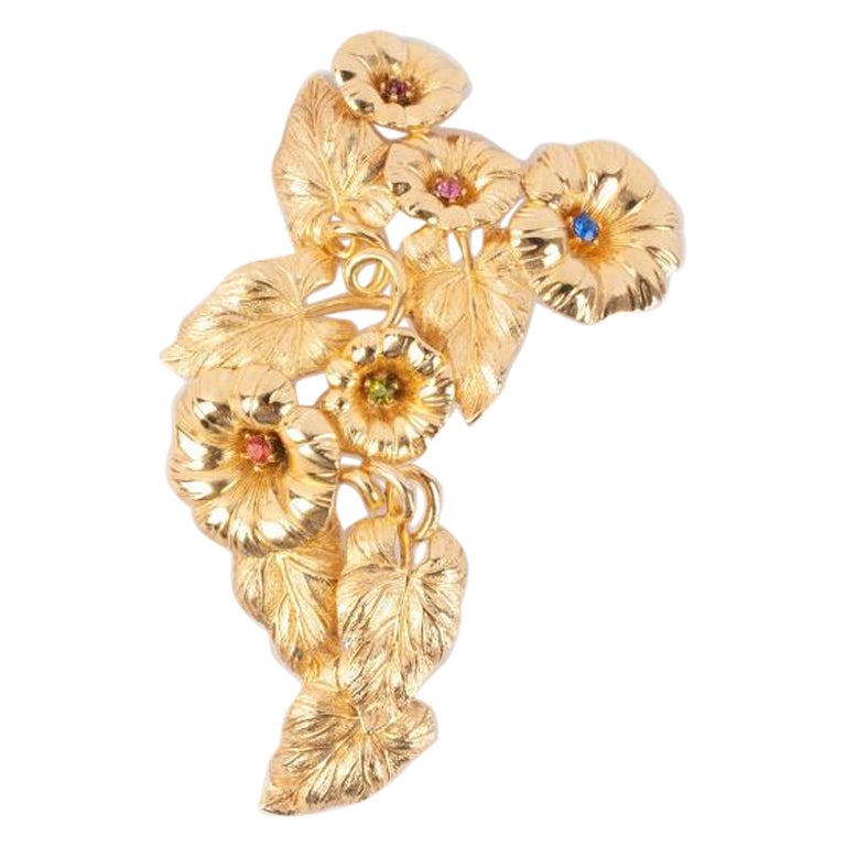 Christian Dior Golden Metal Brooch For Sale
