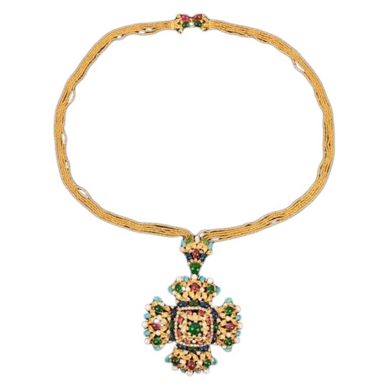 Christian Dior Collana a più file in metallo dorato, 1969 in vendita