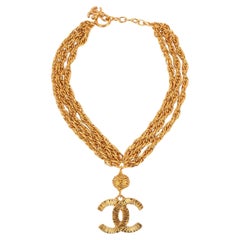 Chanel Short Three-row Golden Chain Necklace, 1990s