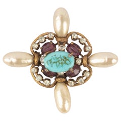 Chanel with Glass Pearl, Rhinestones & Pearly Drop Brooch
