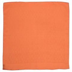 Hermès Orange Faconnee Grand H Silk Pocket Square