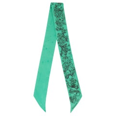Dior Green Toile de Jouy Zodiac Silk Mitzah Scarf
