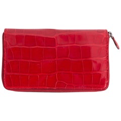 Alaia red patent leather croc-embossed wallet