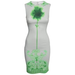 Robe fourreau sans manches Versace Collection grise/vert imprimée en coton mélangé S