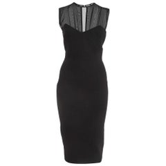Victoria Beckham Vestido midi sin mangas de crepé negro con ribetes de seda S