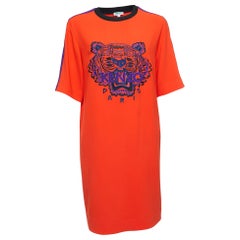 Kenzo - Vestito in jersey arancione con motivo tigrato - T S