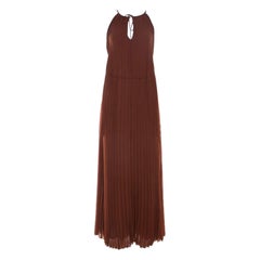 Elizabeth & James Cinnamon Brown Plissiertes Chiffon Cadence Maxikleid S