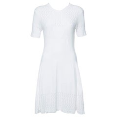 Kenzo White Perforated Knit Fit & Flare Dress L