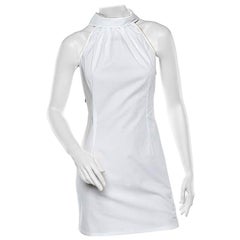 Moschino Jeans White Cotton Halter Neck Collared Mini Dress M