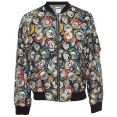 Moschino Couture Multicolore Beverage Cans Print Nylon Bomber Jacket L.A.