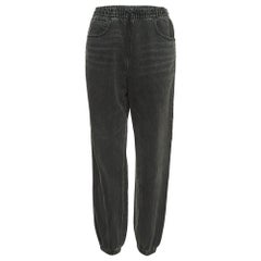 Alexander Wang Charcoal Grey Denim Logo Tape Drawstring Jeans S
