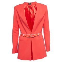 Elisabetta Franchi Red Stretch Crepe Belted Jacket M